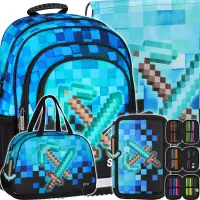 Ilustracja produktu Starpak Zestaw Szkolny 4el. Pixel Blue Plecak 552609 + Worek 552613 + Piórnik 552628 + Torba 552616