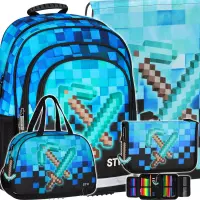 Ilustracja produktu Starpak Zestaw Szkolny 4el. Pixel Blue Plecak 552609 + Worek 552613 + Piórnik 552623 + Torba 552616