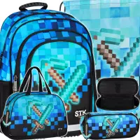 Ilustracja produktu Starpak Zestaw Szkolny 4el. Pixel Blue Plecak 552609 + Worek 552613 + Piórnik 552636 + Torba 552616