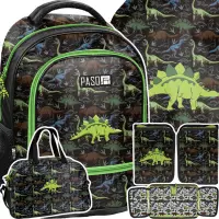 Ilustracja produktu Paso Zestaw Szkolny 4el Dino Small Plecak  PP26DR-260 + Piórnik PP26DR-P001BW + Worek PP26DR-712 + Torba PP26DR-074