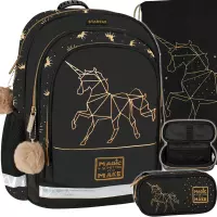 Ilustracja produktu Starpak Zestaw Szkolny 3el. Gold Unicorn Plecak 486094 + Worek 529469 + Piórnik 486101