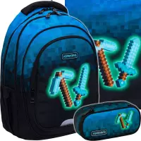 Ilustracja AstraBag Zestaw Szkolny Blue Pixel 3el. Plecak AB300 502024093 + Worek 507024048 + Piórnik 503026038