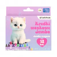 Ilustracja produktu Starpak Kredki Woskowe Jumbo 12 kolorów Kitty 582124