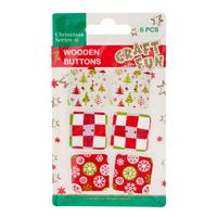 Ilustracja produktu Craft With Fun Ozdoba Dekoracyjna Guziki Świąteczne Kwadratowe Drewniane 438511