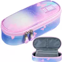 Ilustracja produktu St.Right Piórnik Tuba Saszetka Usztywniona PC-01 Pink Butterflies 680021