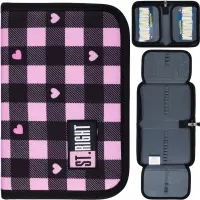 Ilustracja produktu St.Right Piórnik Dwuklapkowy bez Wyposażenia PC-03 Pink Checkered 680410