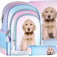 Ilustracja produktu Starpak Zestaw Szkolny 3el. Pastelowy Piesek Cuties Plecak 527185+ Piórnik 527227 + Worek 527158