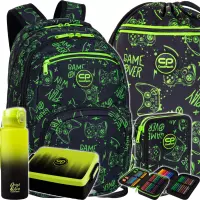 Ilustracja produktu CoolPack Zestaw Szkolny Game Night 5el. Plecak Pick F099711 + Worek F070711 + Piórnik F066711 + 56414CP + Z07510