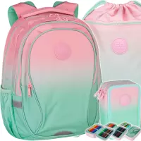 Ilustracja produktu CoolPack Zestaw Szkolny Gradient Strawberry 3el. Plecak Factor X F002754 + Worek F070754 + Piórnik F067754