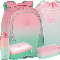 Ilustracja produktu CoolPack Zestaw Szkolny Gradient Strawberry 5el. Plecak Factor X F002754 + Worek F070754 + Piórnik F062754 + 55998CP + Z07754