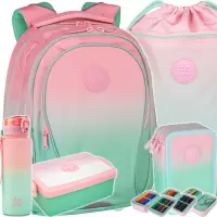 Ilustracja produktu CoolPack Zestaw Szkolny Gradient Strawberry 5el. Plecak Factor X F002754 + Worek F070754 + Piórnik F067754 + 55998CP + Z07754