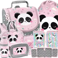 Ilustracja produktu  Paso Zestaw Szkolny 6el. Panda Różowy Tornister PP25PB-525 + Piórnik PP25PB-001BW + Worek PP25PB-712 + Torba PP25PB-074