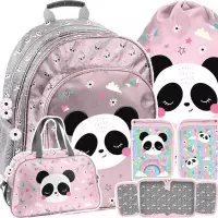 Ilustracja produktu Paso Zestaw Szkolny 4el. Panda Różowy Plecak PP25PB-090 + Piórnik PP25PB-001BW + Worek PP25PB-712 + Torba PP25PB-074