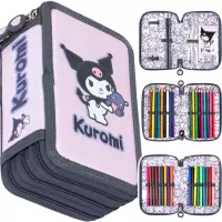 Ilustracja produktu St. Majewski Piórnik Potrójny z Wyposażeniem Kuromi Pink 694219