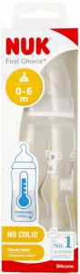 Ilustracja produktu Nuk Butelka z Wskaźnikiem Temp. 300 ml 0-6m First Choice Popielata 527909