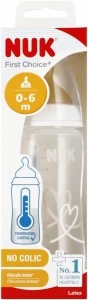 Ilustracja produktu Nuk Butelka 300ml 0-6m First Choice+ Smoczek Lateksowy M Biała 528761