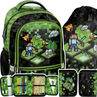 Ilustracja Paso Zestaw Szkolny 3el. Pixel Game Plecak PP24XL-260 + Piórnik PP24XL-P001 + Worek PP24XL-712