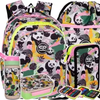 Ilustracja produktu CoolPack Zestaw Szkolny Panda Gang 5el. Plecak F029829 + Worek F070829 + Piórnik F066829 + Z08829 + Z18829