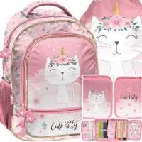 Ilustracja produktu Paso Zestaw Szkolny 3el. Pink Cat Plecak PP26CK-260 + Piórnik PP26CK-P001 + Worek PP26CK-712