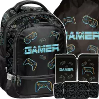 Ilustracja produktu Paso Zestaw Szkolny 3el Gamer Plecak PP26GM-260 + Piórnik PP26GM-P001BW + Worek PP26GM-712