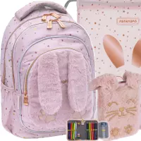 Ilustracja produktu AstraBag Zestaw Szkolny Fluffy Bunny 3el. Plecak 502025022 + Worek 507025023 + Piórnik 503024082