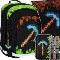 Ilustracja produktu Starpak Zestaw Szkolny Pixel Game Kilof 3el. Plecak 485734 + Piórnik 506709  + Worek 485859 