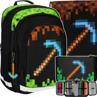 Ilustracja Starpak Zestaw Szkolny Pixel Game Kilof  3el. Plecak 485734 + Piórnik 485869 + Worek 485859 