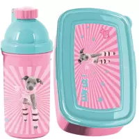 Ilustracja Paso Zestaw Śniadaniowy Różowy Pies Bidon PT25CH-3021 + Śniadaniówka PT25CH-3022