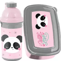 Ilustracja produktu Paso Zestaw Śniadaniowy Panda Różowy Bidon PP25PB-3021 + Śniadaniówka PP25PB-3022