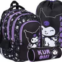 Ilustracja produktu St.Majewski Zestaw Szkolny 3el. Kuromi Black Plecak 693717 + Piórnik 693755 + Worek 693731