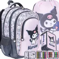 Ilustracja produktu St.Majewski Zestaw Szkolny 3el. BPL58 Kuromi Pink Plecak 694158 + Piórnik 694219 + Worek 694165