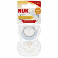 Ilustracja produktu Nuk Smoczek Uspokajający Silikonowy 0-6m Star Niebieski 2szt 549043