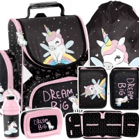Ilustracja Paso Zestaw Szkolny 5el. Rainbow Unicorn Tornister PP23UI-525 + Piórnik PP23UI-P001BW + Worek PP23UI-712