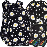 Ilustracja produktu CoolPack Zestaw Szkolny Daisy Black 3el. Plecak Prime Pro F162817 + Worek F070817 + Piórnik F066817