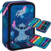 Ilustracja produktu CoolPack Jumper 2 Piórnik Dwukomorowy Z Wyposażeniem Stitch Blue F066780
