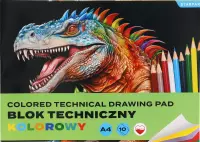 Ilustracja produktu Blok Techniczny Kolorowy A4 10 kartek Dinozaur 587756