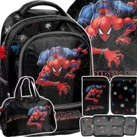 Ilustracja produktu Paso Zestaw Szkolny 4el Spiderman Black Plecak SP26FF-260 + Piórnik SP26FF-P001BW + Worek SP26FF-712 + Torba SP26FF-074
