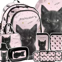 Ilustracja produktu Paso Zestaw Szkolny 6el. Black Cat Plecak PP26BC-081 + Piórnik PP26BC-P001BW + Worek PP26BC-712 + Torba PP26BC-074