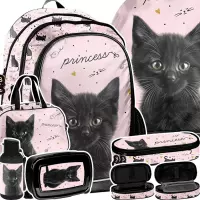 Ilustracja produktu  Paso Zestaw Szkolny 6el. Black Cat Plecak PP26BC-081 + Piórnik PP26BC-013 + Worek PP26BC-712 + Torba PP26BC-074