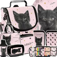 Ilustracja produktu Paso Zestaw Szkolny 6el. Black Cat Tornister PP26BC-525 + Piórnik PP26BC-P001 + Worek PP26BC-712 + Torba PP26BC-074