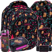 Ilustracja AstraBag Zestaw Szkolny Flower Capy 5el. Plecak AB300 502026013 + Worek 507026006 + Piórnik 503026018 + Z17961 + Z18961
