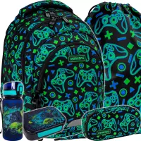 Ilustracja produktu AstraBag Zestaw Szkolny Game On 5el. Plecak AB330 502026019 + Worek 507026010 + Piórnik 503026030 + Z17964 + Z18964