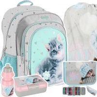 Ilustracja Starpak Zestaw Szkolny 5el. Kitty Mint Plecak 506934 + Piórnik 485901 + Worek 485896 