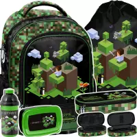 Ilustracja produktu Paso Zestaw Szkolny 5el. Pixel Green Plecak PP25PX-260 + Piórnik PP25PX-013 + Worek PP25PX-712