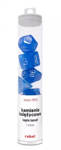 1. Komplet kości REBEL RPG - Kamienie Księżycowe - Lapis Lazuli