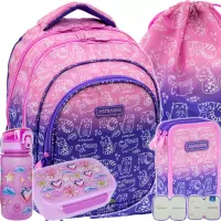 1. AstraBag Zestaw Szkolny Kitty 5el. Plecak AB300 502026007 + Worek 507026003 + Piórnik 503026009 + Z17970 + Z18970