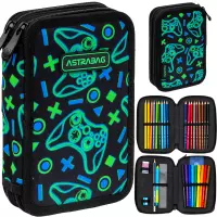 10. AstraBag Piórnik AC21 Dwukomorowy z Wyposażeniem Game On 503026031