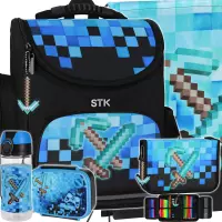 1. Starpak Zestaw 5el. Pixel Blue Tornister 552620 + Worek 552613 + Piórnik 552623 + 558659 + 558652 558655