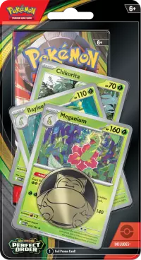 1. Pokemon TCG: Mega Evolution - Perfect Order - Premium Checklane Blister Meganium/Bayleef/Chikorita