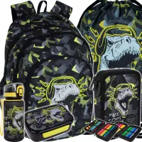 1. CoolPack Zestaw Szkolny Dinopark 5el. Plecak Prime Pro F162966 + Worek F159966 + Piórnik F066966 + Z17966 + Z18966